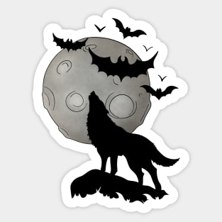 Full Moon Wolf Howl Sticker